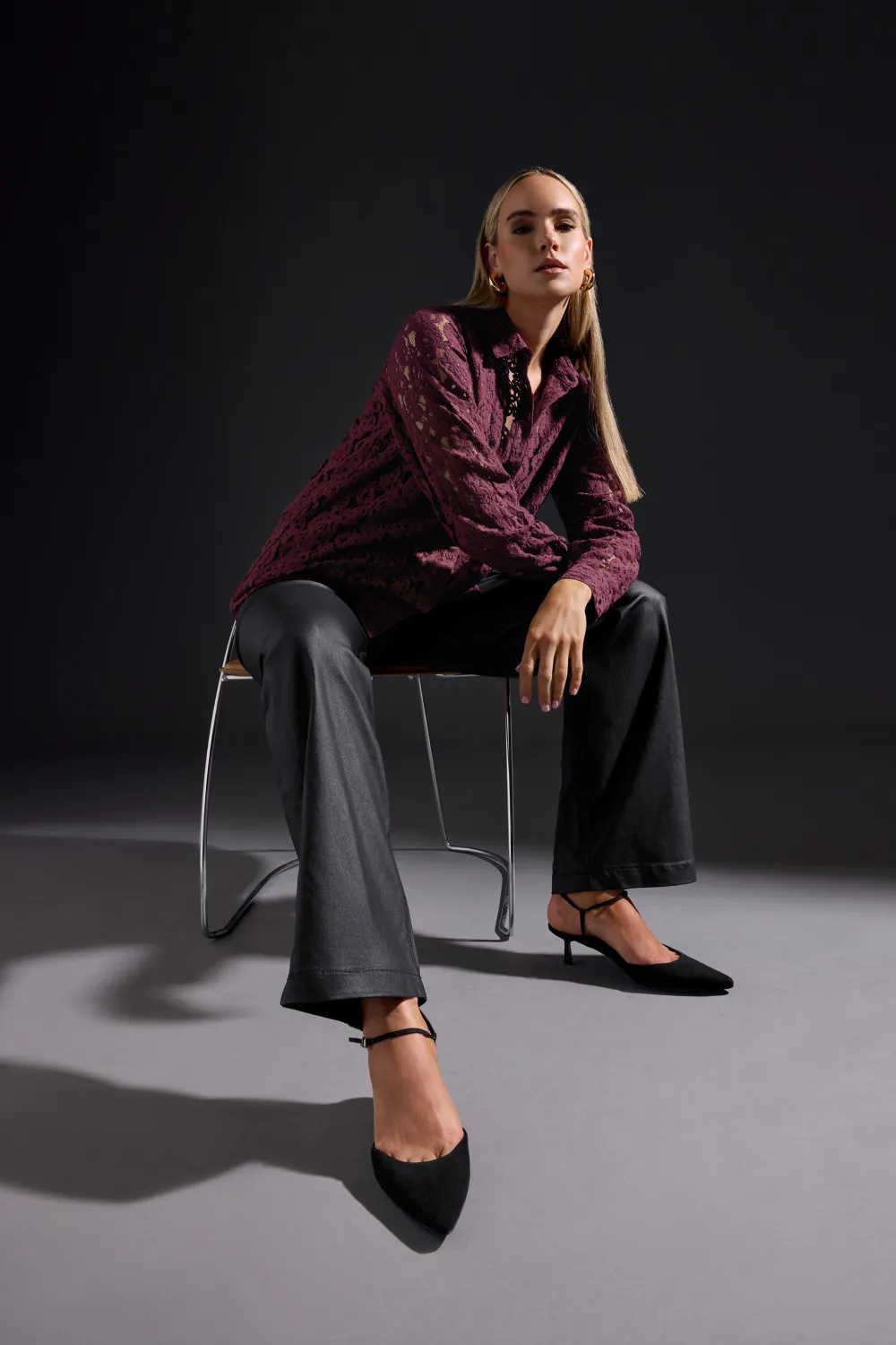 LTS Tall Black Faux Leather Wide Leg Trousers