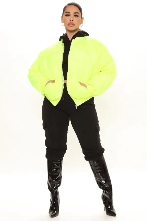 Obsessed With Me Bomber Jacket - Neon Yellow