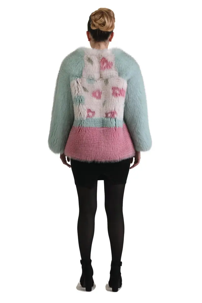 Multicolored  Fox Fur coat