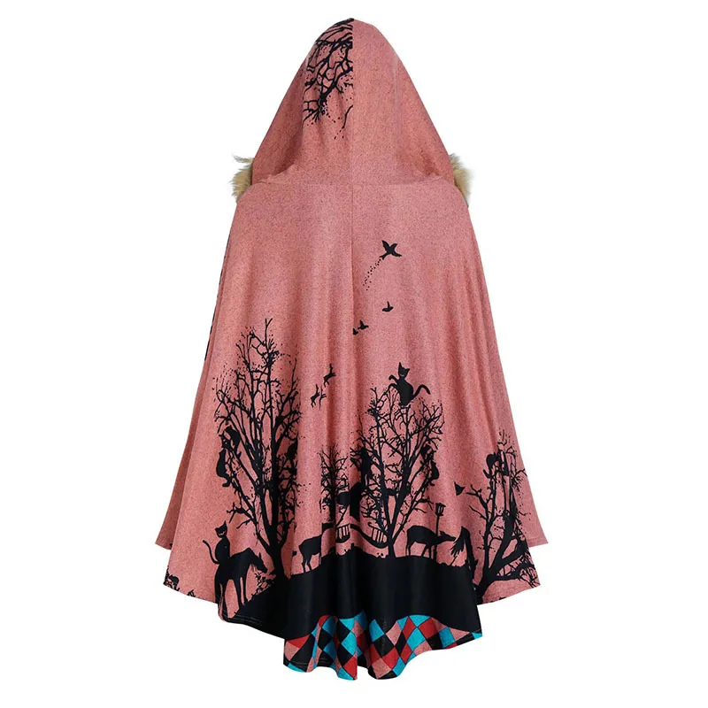 Mysterious style pattern soft hooded cloak