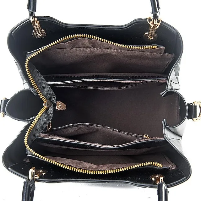 Women's Tote Top Handle Bag PU Leather Daily Office & Career Maroon Black Light Green