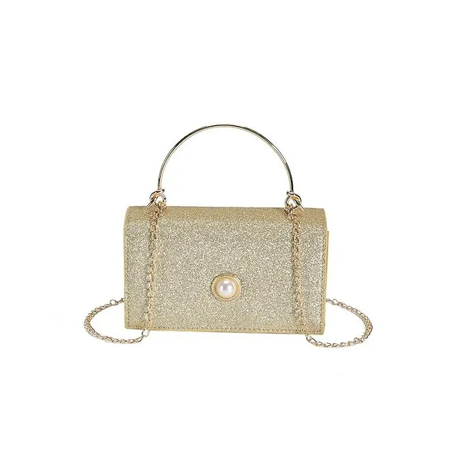 Women's Handbag Crossbody Bag Shoulder Bag PU Leather Party Daily Holiday Pearls Chain Durable Solid Color Silver Black Pink