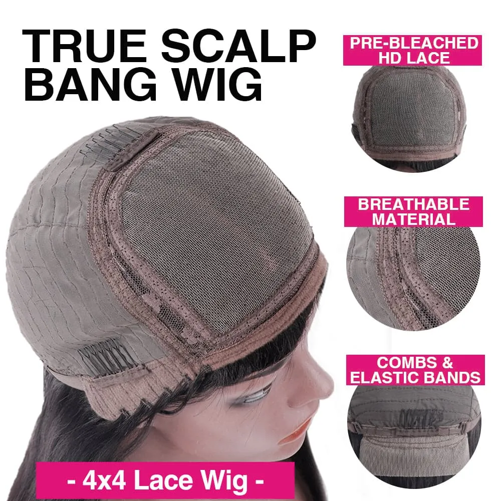 Balayage Highlight Brown Color Water Wave Bob Wig with Bangs Sterly Hair