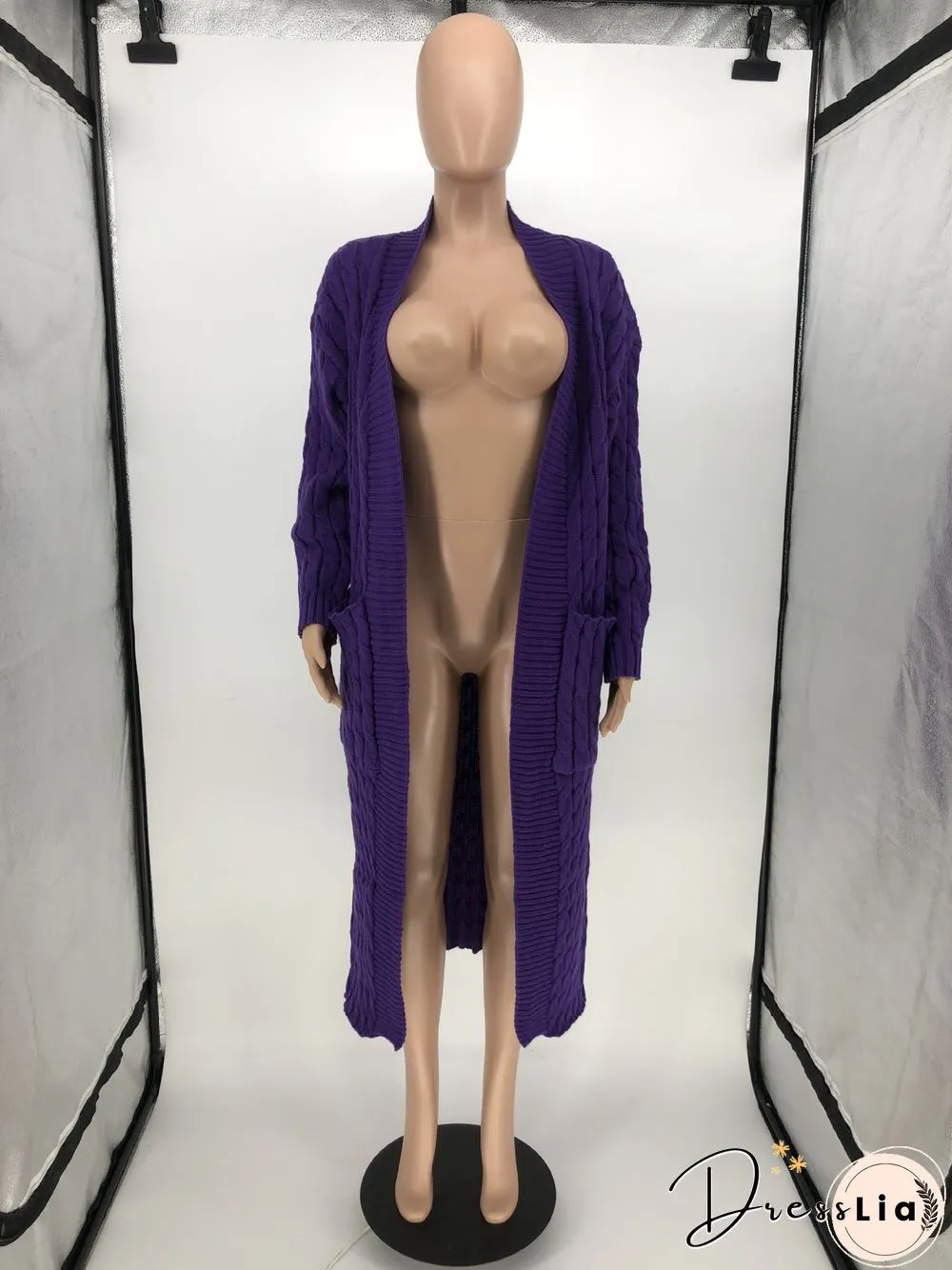Winter Crochet Loose Long Twist Sweater Cardigan