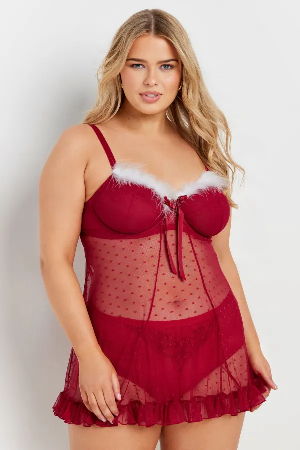 YOURS Curve Red Novelty Santa Underwired Babydoll