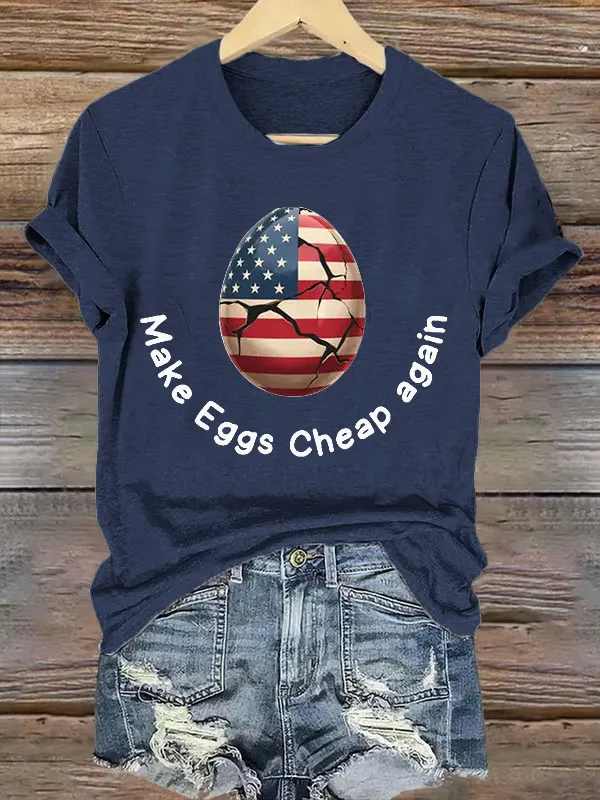 Women'S T-Shirt Women'S Retro Make Eggs Cheap Again Print T-Shirt