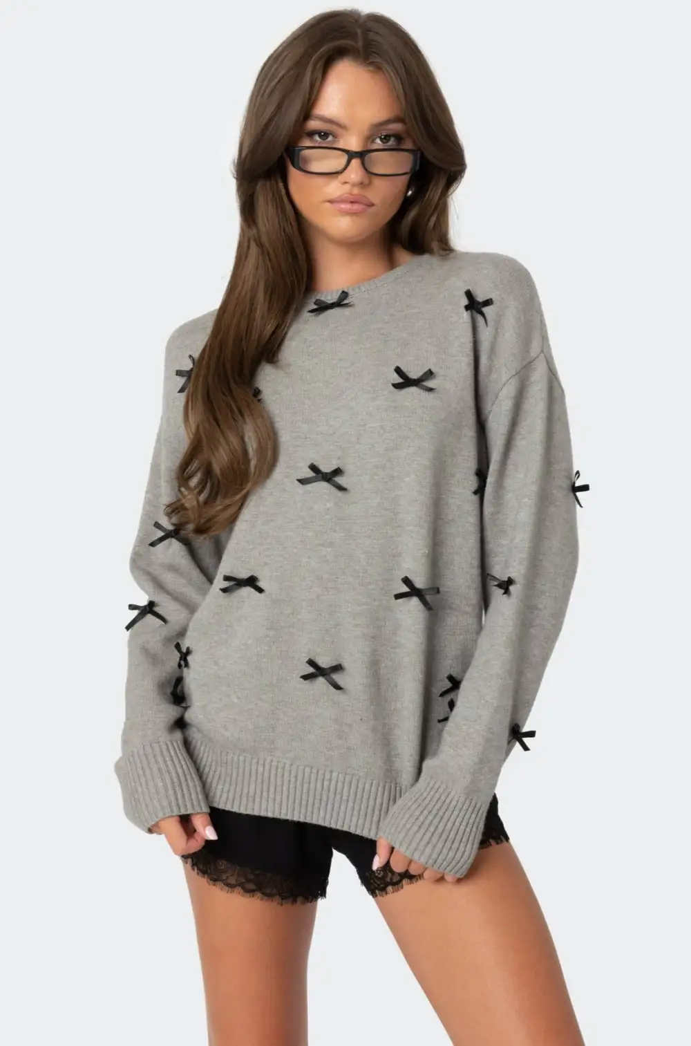 Satin Bow Oversized Sweater