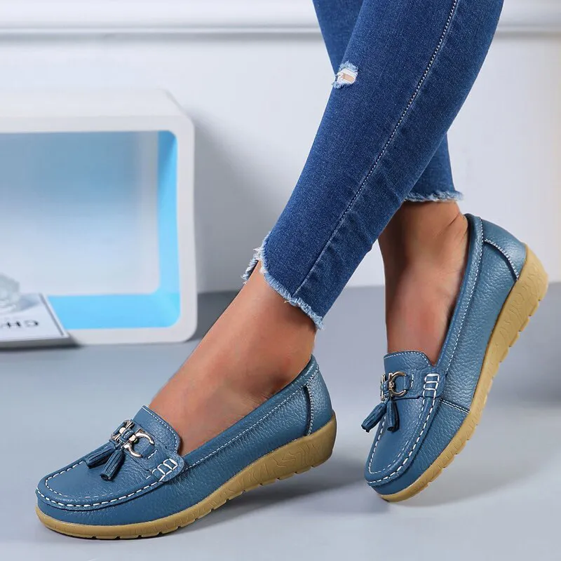 Women Flats Ballet Leather Breathable  Casual  Shoes
