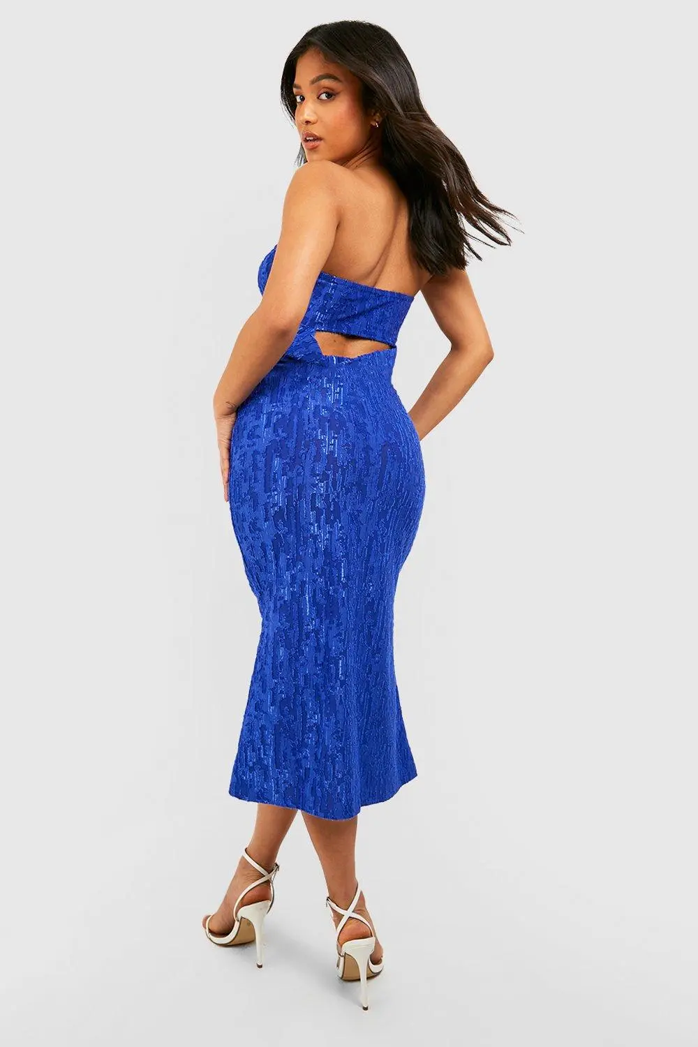 Spring/Summer PETITE TEXTURED SLINKY DRAPE BACK MIDAXI DRESS