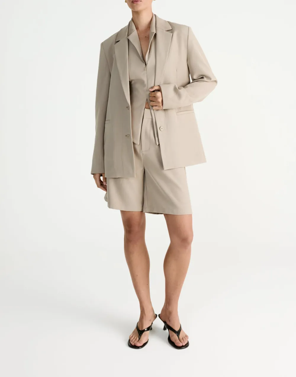 Three Dimensional Cutting High Waist Wide Leg Short Style