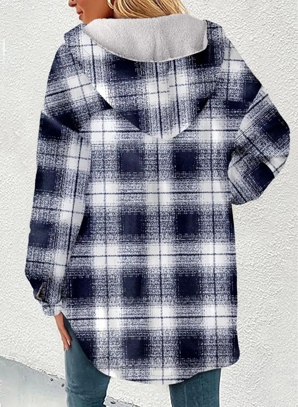 Women's Flannel Hooded Plaid 2025 Shacket Thick Coat Winter Coat for Warmth Button down Warm and Fuzzy Fleece Jacket