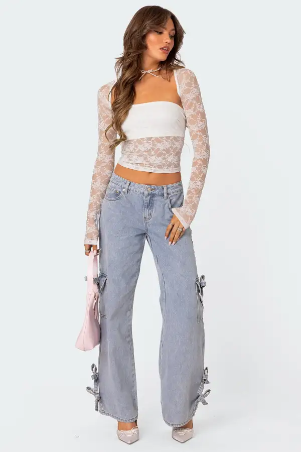 Addison Sheer Lace Two Piece Top