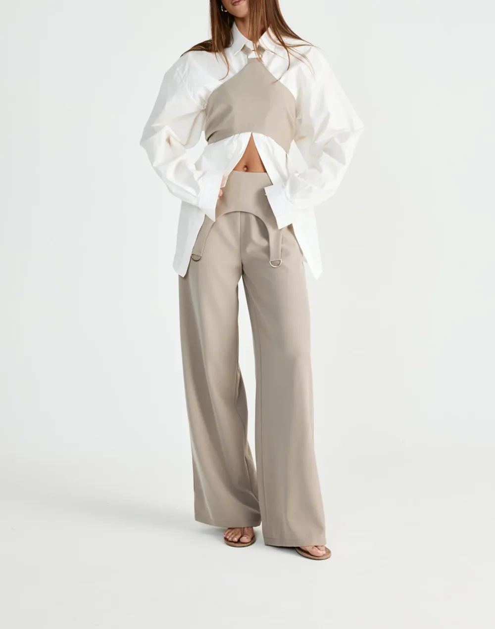 Designer High-Waist Wide-Leg Pants