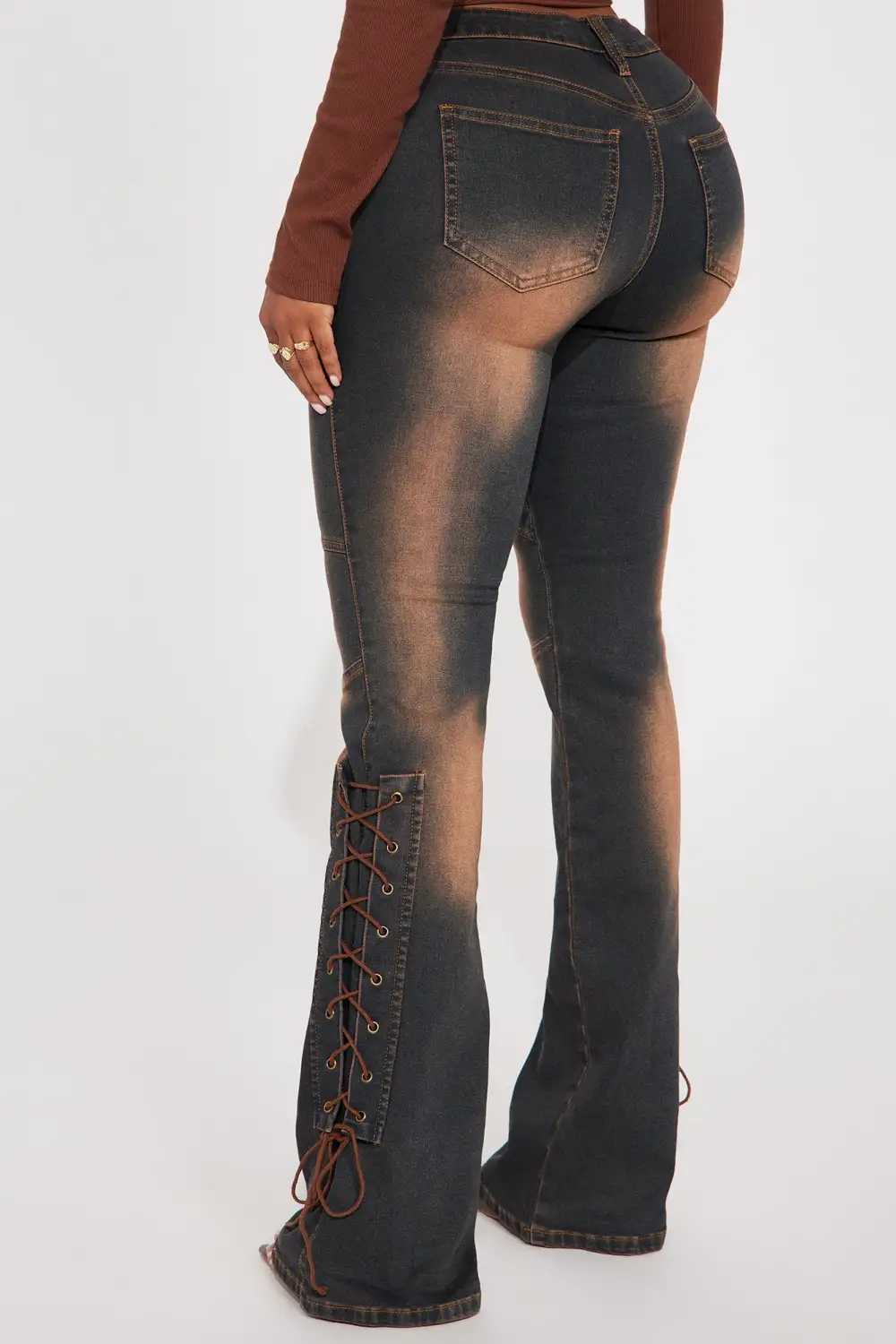 Tongue Tied Tinted Flare Jeans - Dark Wash
