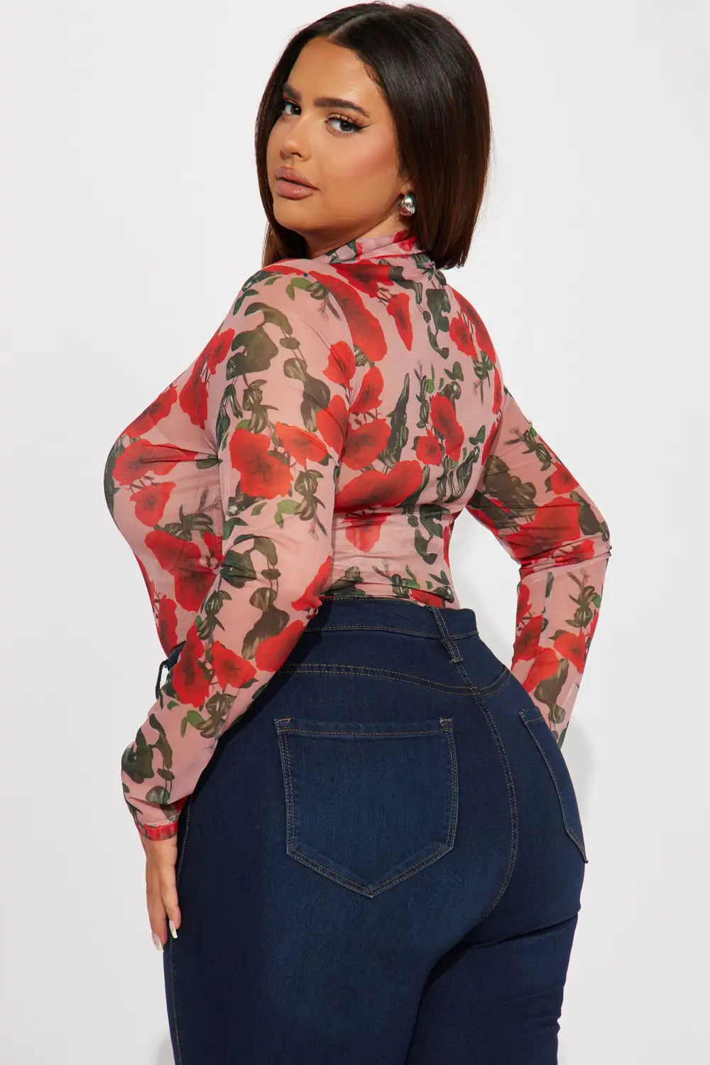 Roses Are Red Mesh Bodysuit - Red/combo