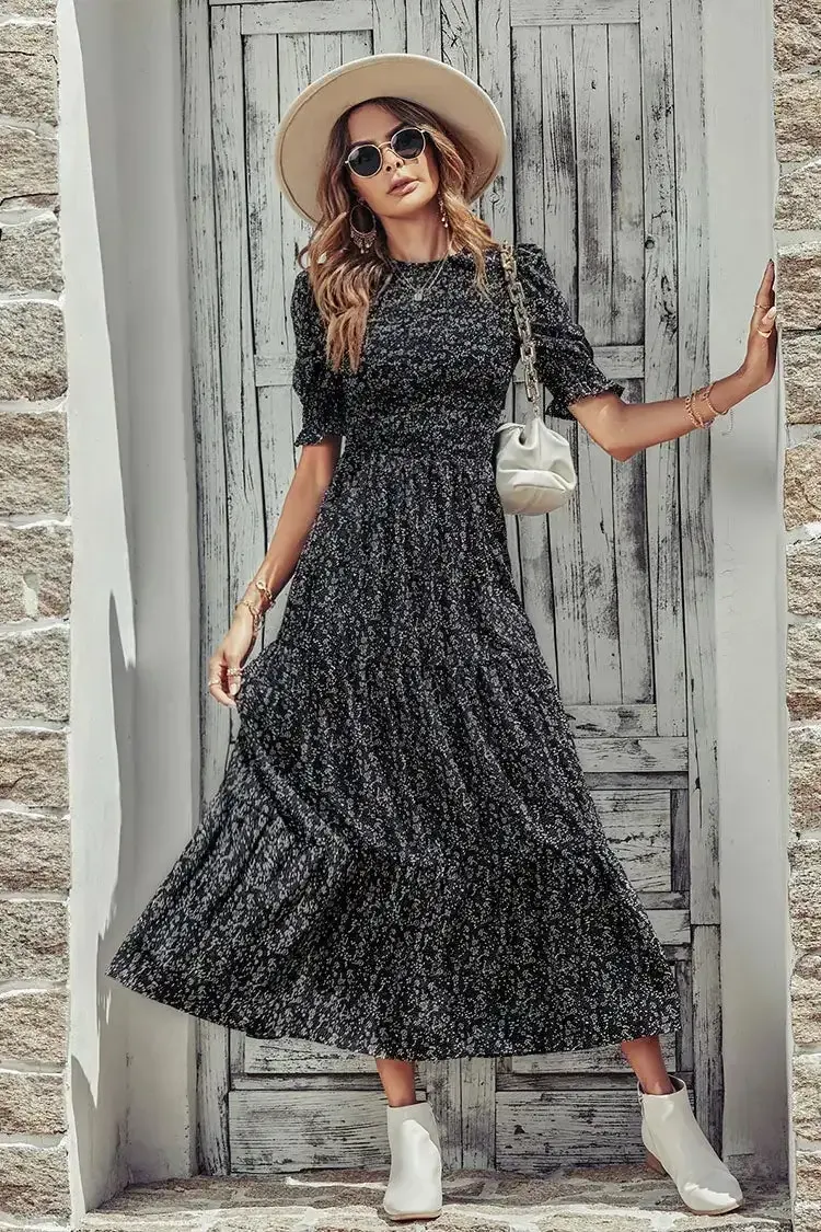 Summer Ruffle Bohemian Tiered Smocked Maxi Dress