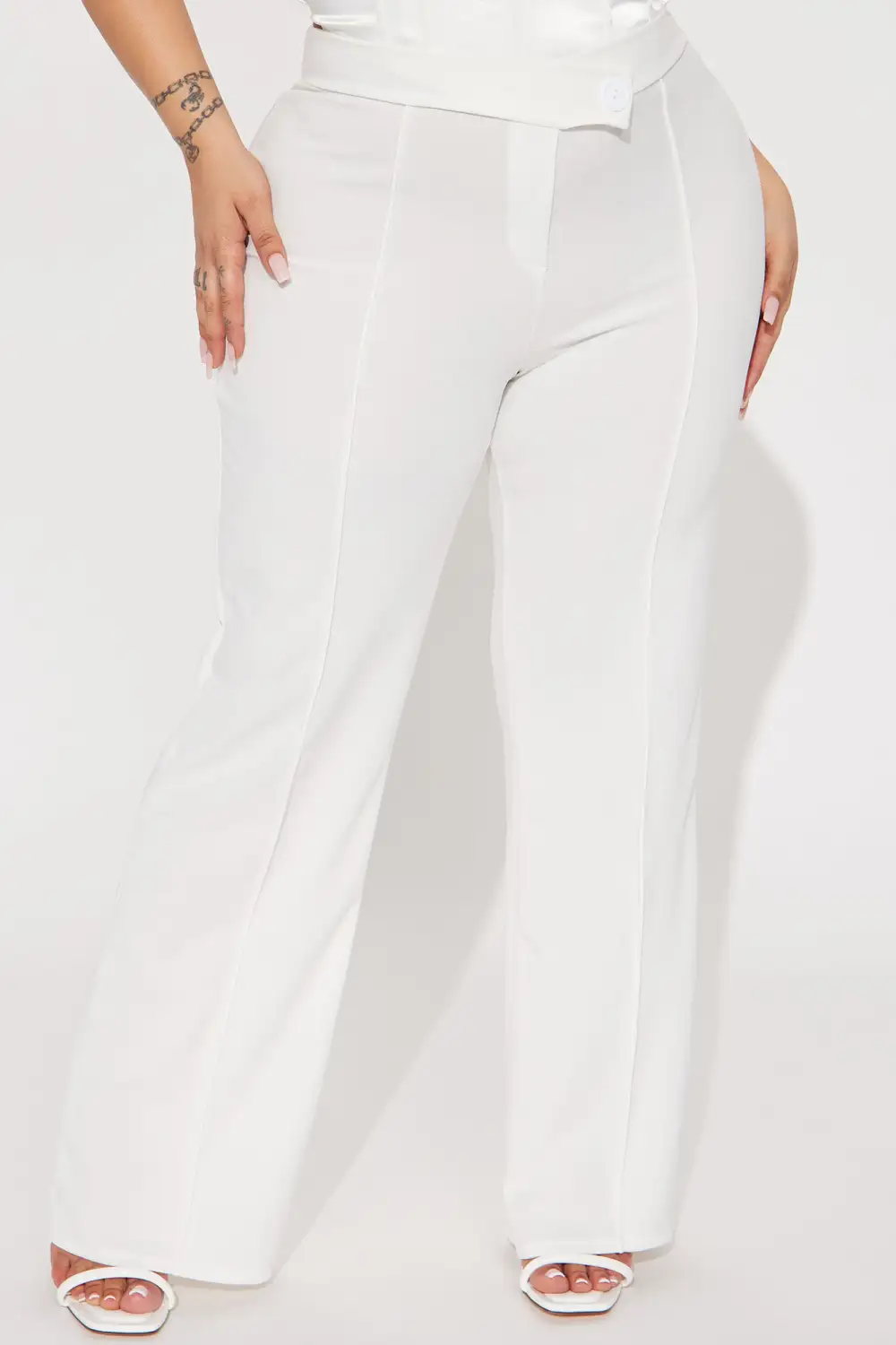Petite Call It Even Wide Leg Dress Pants - White