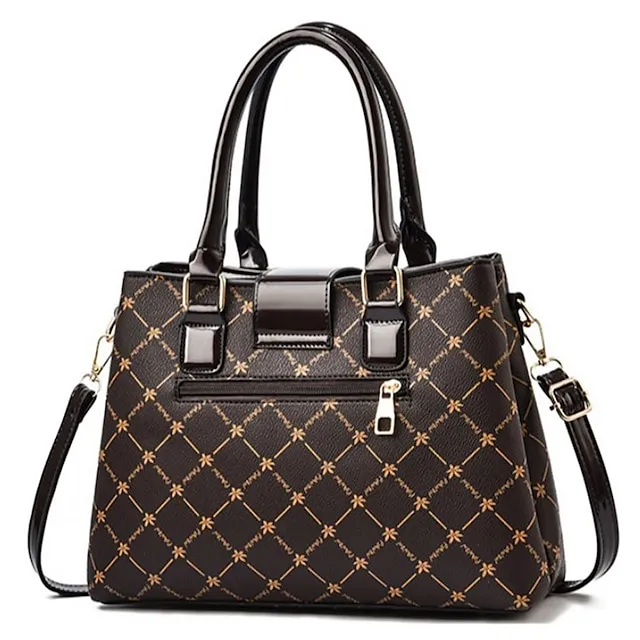 Women's Handbag Crossbody Bag PU Leather Daily Bowknot Large Capacity Plaid dark maple leaf with coffee Light Maple with Naturals Dark Maple with Naturals