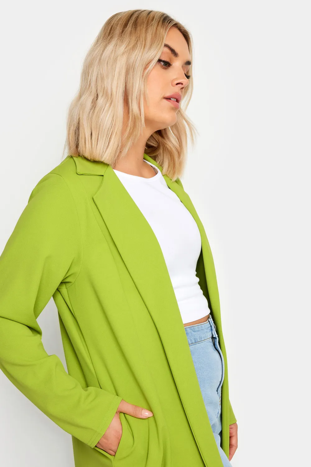 YOURS Curve Lime Green Scuba Blazer