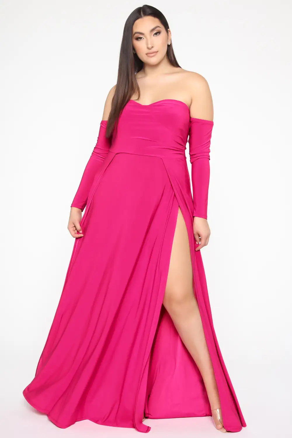 Elegantly Fab Off Shoulder Maxi Dress - Magenta