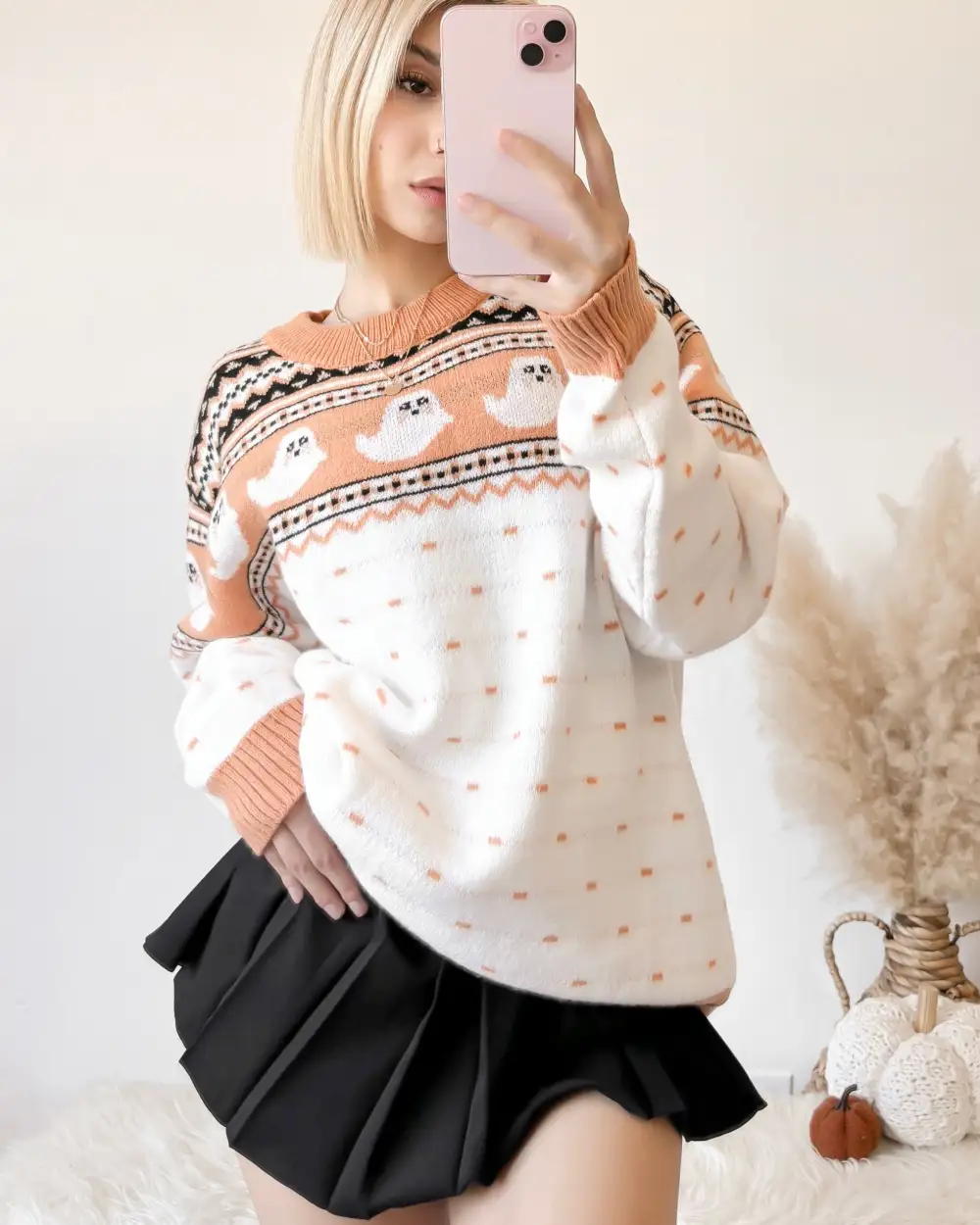 RESTOCKED! VINTAGE INSPIRED: TRICK OR TREAT BOO OVERSIZED KNIT SWEATER