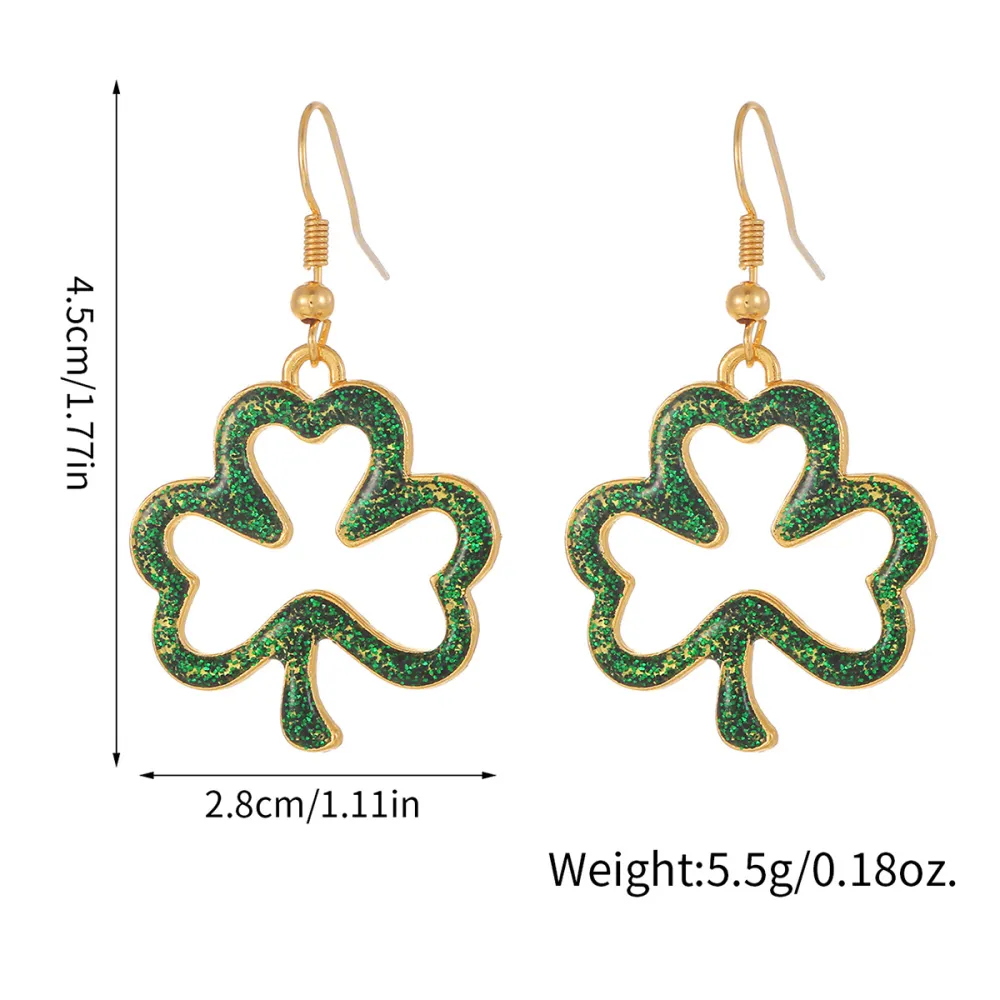 St. Patrick's Day Hollow Green Earrings For Women