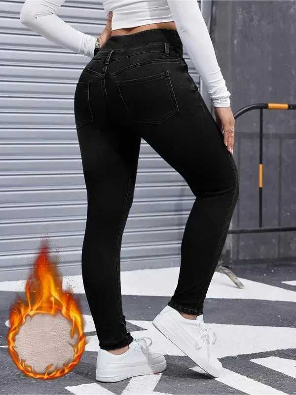 🔥Last Day 89% OFF🔥Women's High Elasticity Fleece Lined Thick Denim Jeans