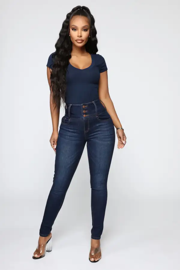 Carla Basic V Tee - Navy