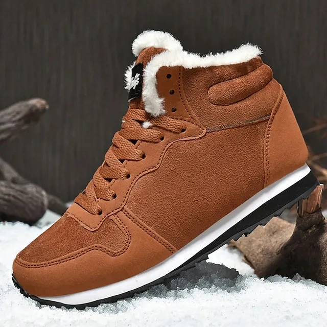 Women's Sneakers Boots Snow Boots Plus Size Comfort Shoes Outdoor Work Daily Flat Heel Round Toe Fashion Sporty Classic Running Walking Faux Suede Lace-up Solid Color