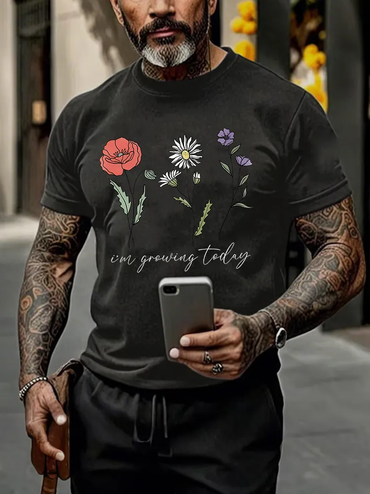 Men'S Round-Neck Short-Sleeved T-Shirt I'M Growting Today Prints