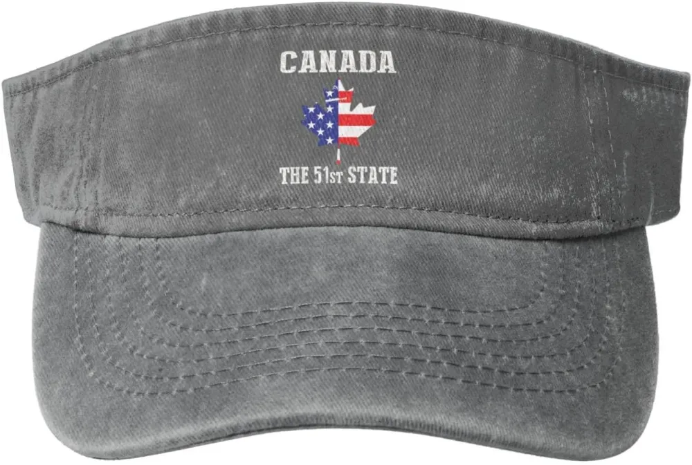 Canada 51st State Denim Visor Hat Adjustable Unisex Golf Sports Empty Top Cap