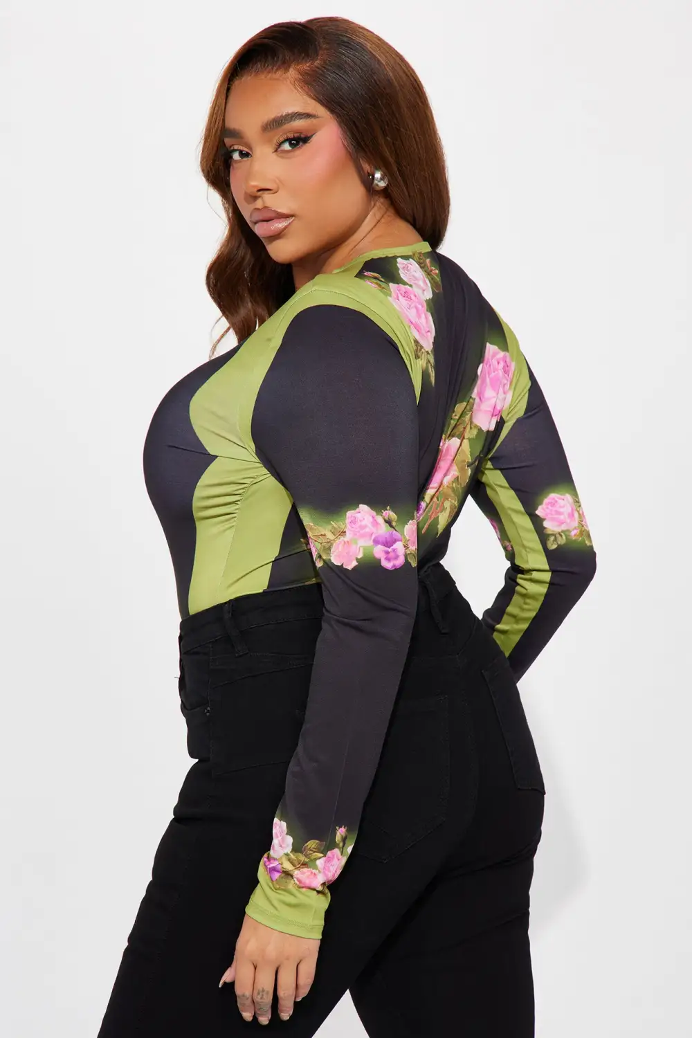 Kristy Floral Bodysuit - Green/combo