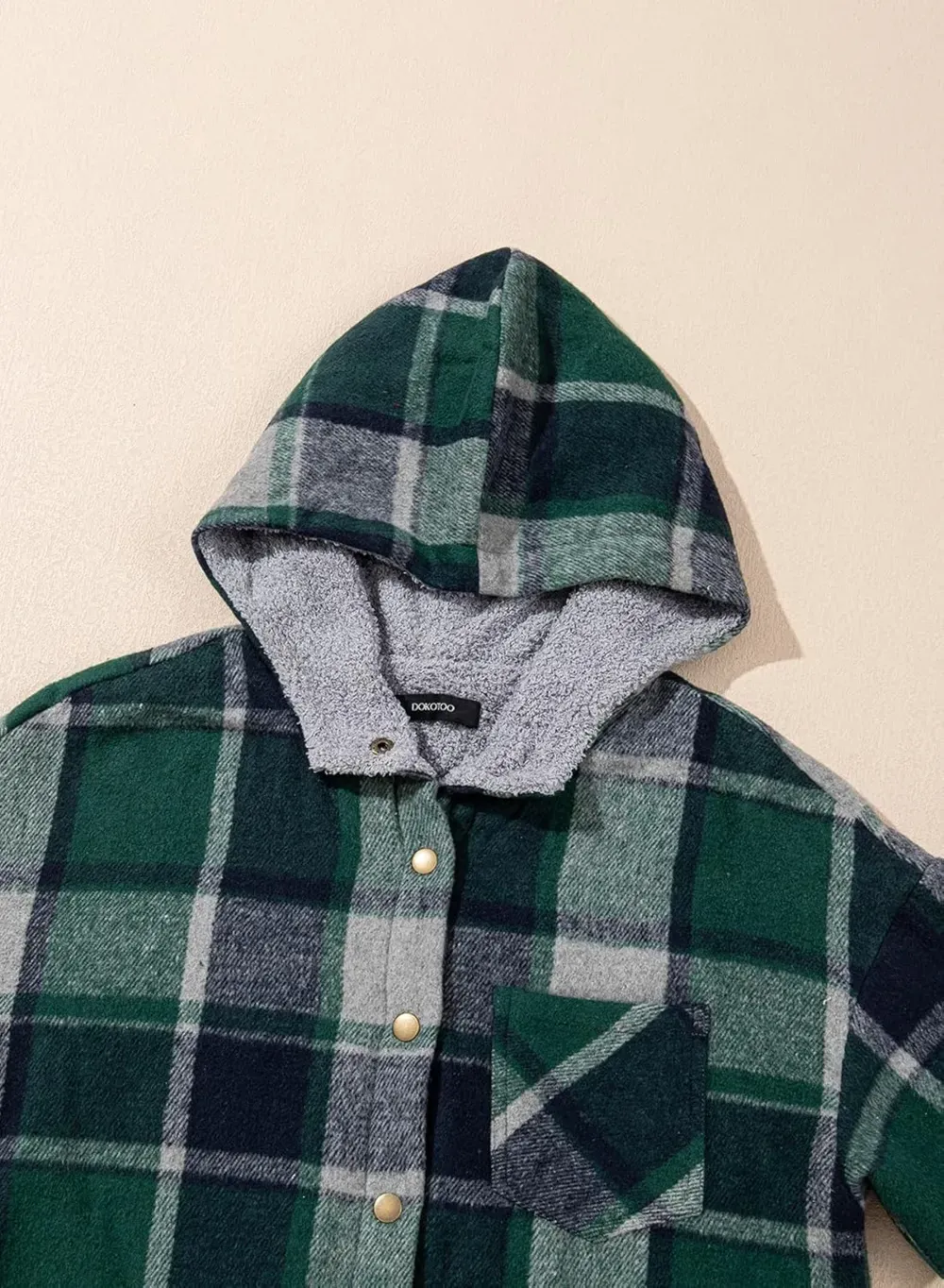 Women's Flannel Hooded Plaid 2025 Shacket Thick Coat Winter Coat for Warmth Button down Warm and Fuzzy Fleece Jacket