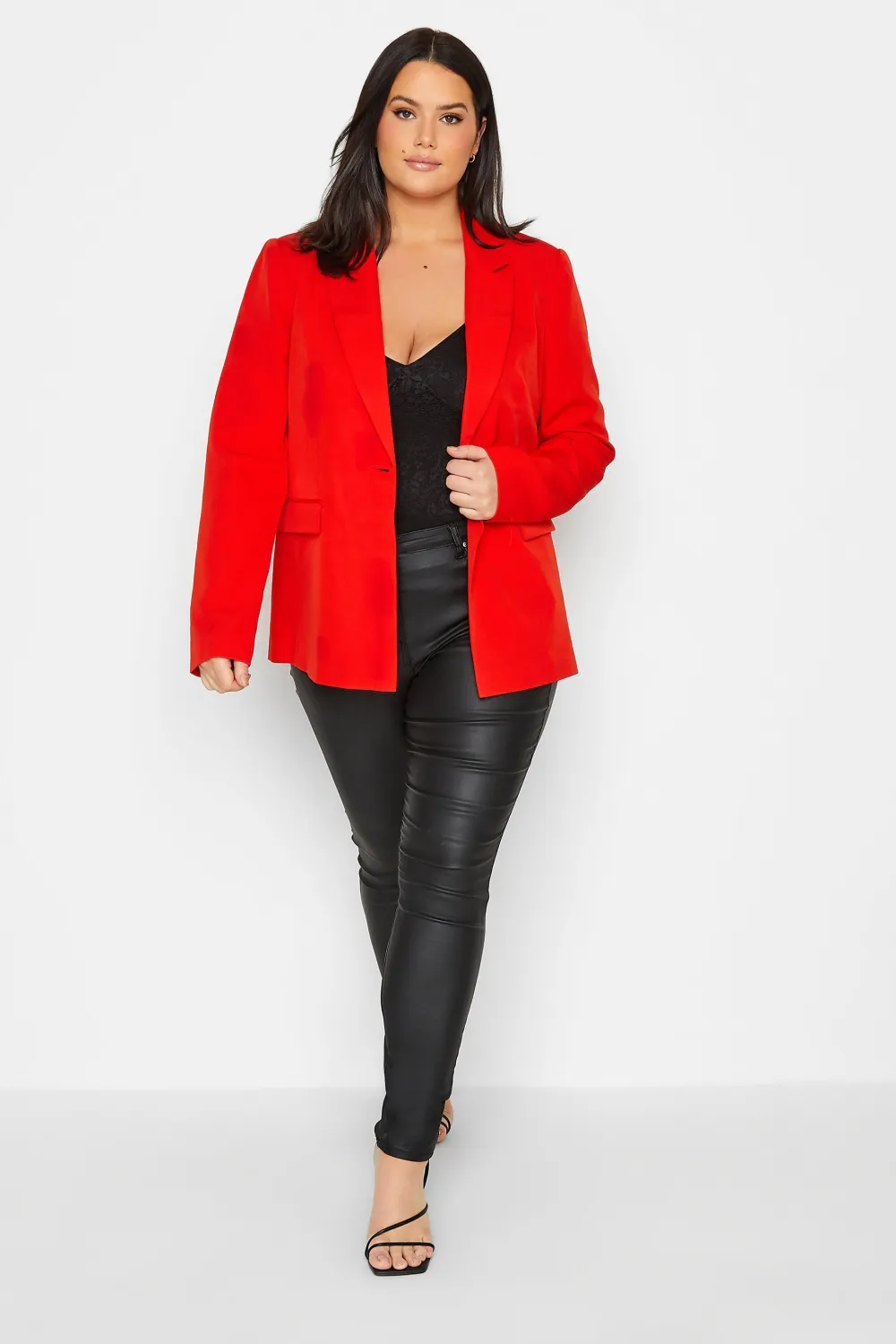 LTS Tall Red Scuba Crepe Blazer