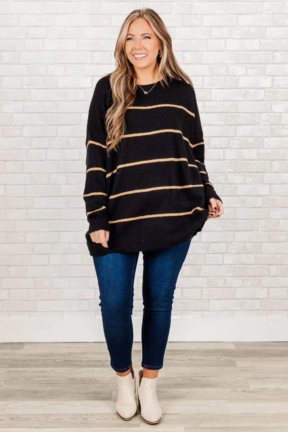 Slumber Party Sweater, Black-Brown