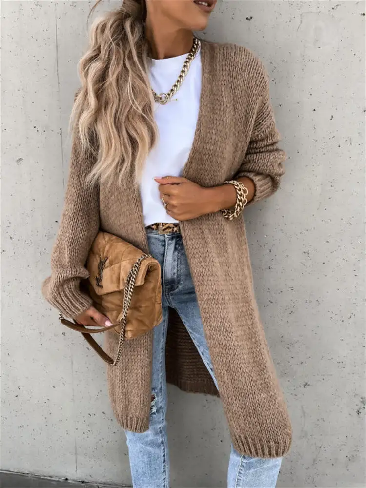 Solid Color Comfy Loose Sweater Cardigan