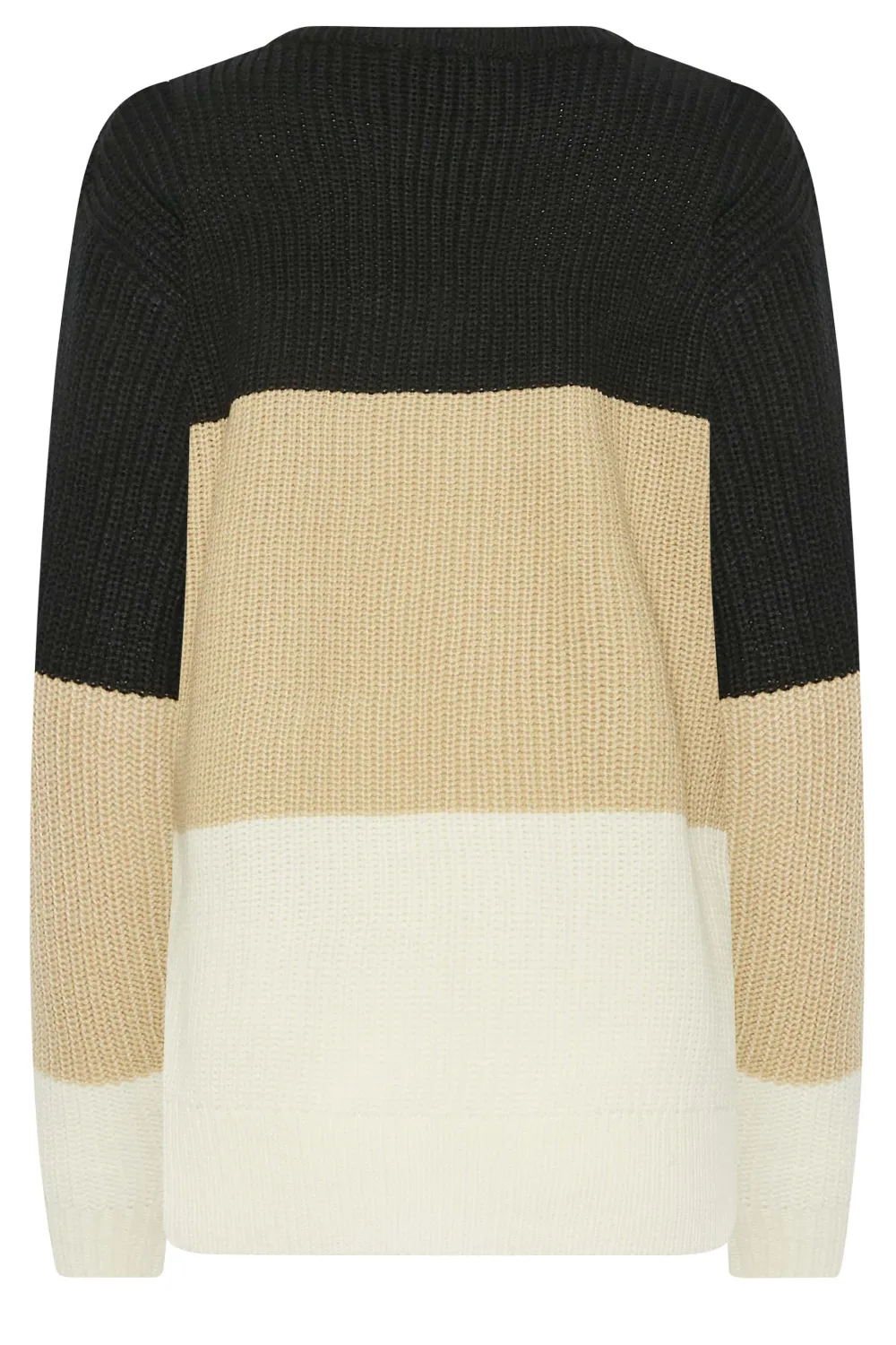 LTS Tall Black & Brown Colourblock Knit Jumper