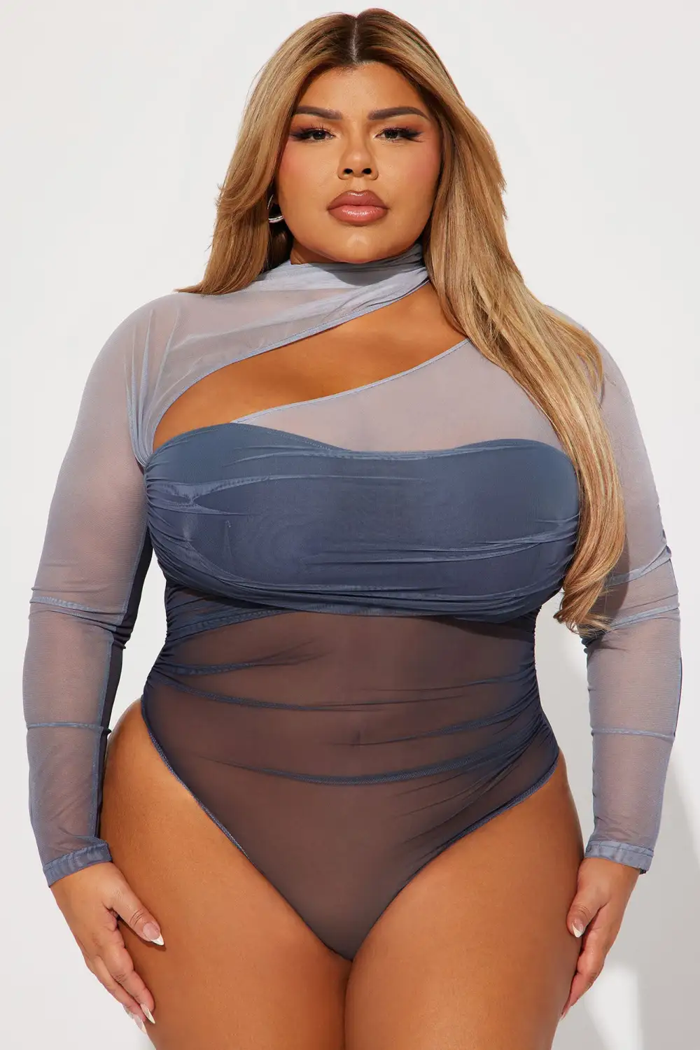 Keep You Guessing Mesh Bodysuit - Grey/combo