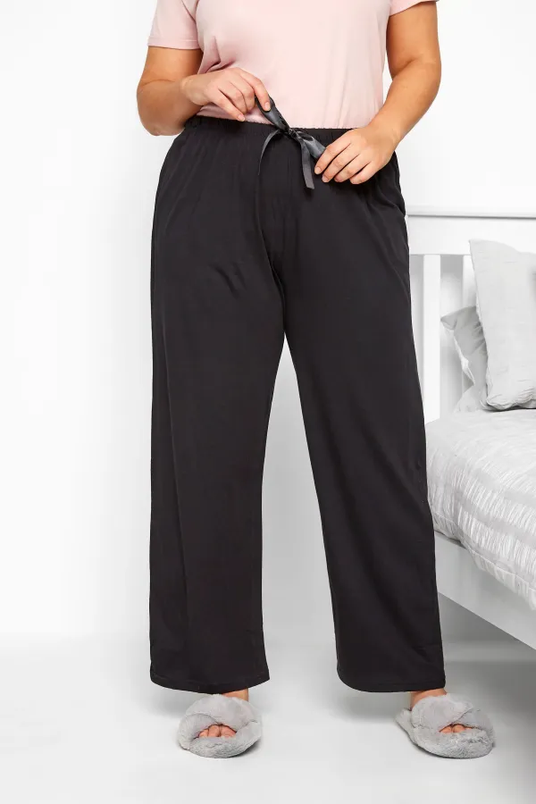 YOURS Curve Black Essential Cotton Pyjama Bottoms