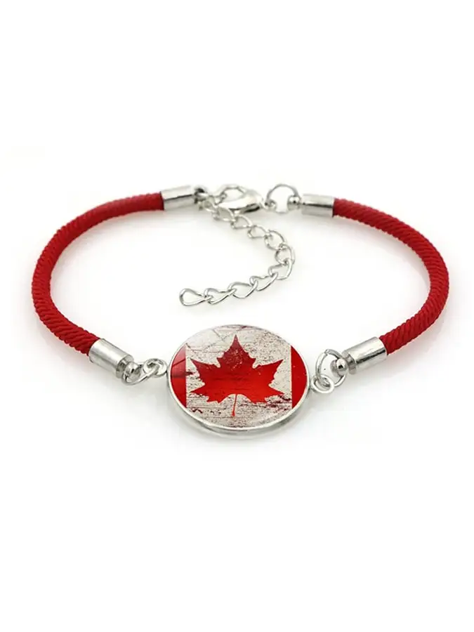 Canada Maple Leaf Flag Braided Bracelet