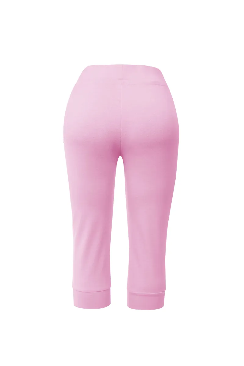 Letter & Heart Print Drawstring Capris Pants