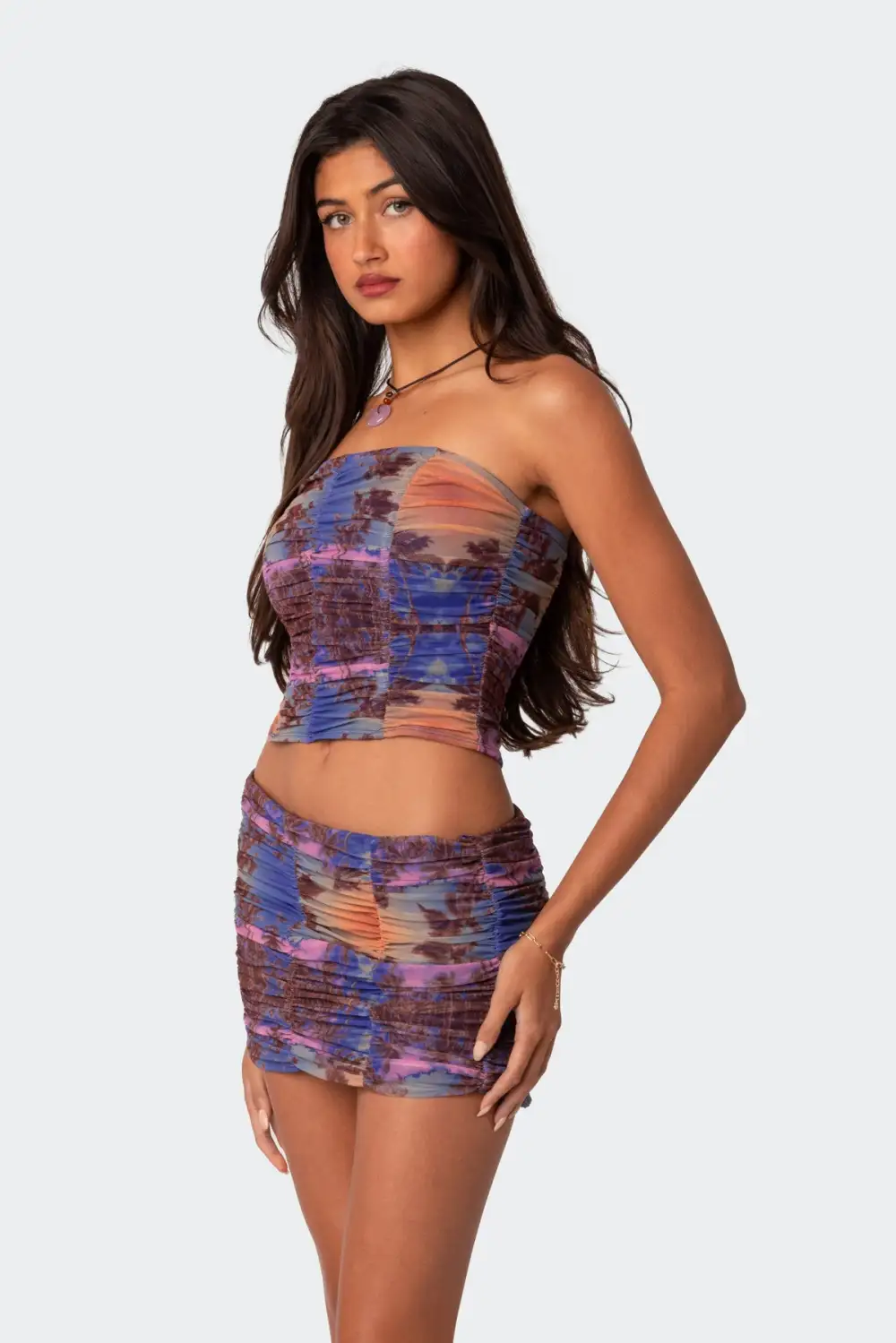 Florence Printed Mesh Tube Top