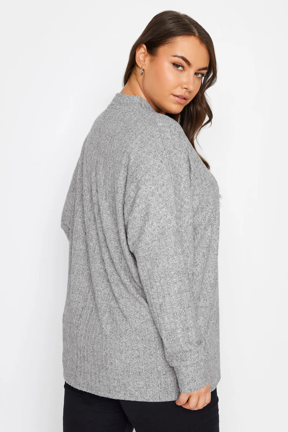 YOURS Curve Charcoal Grey Ribbed Jumper