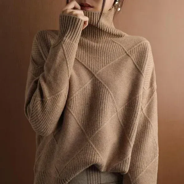 ??Loose Cashmere Turtleneck Sweater Cardigan-FREE SHIPPING