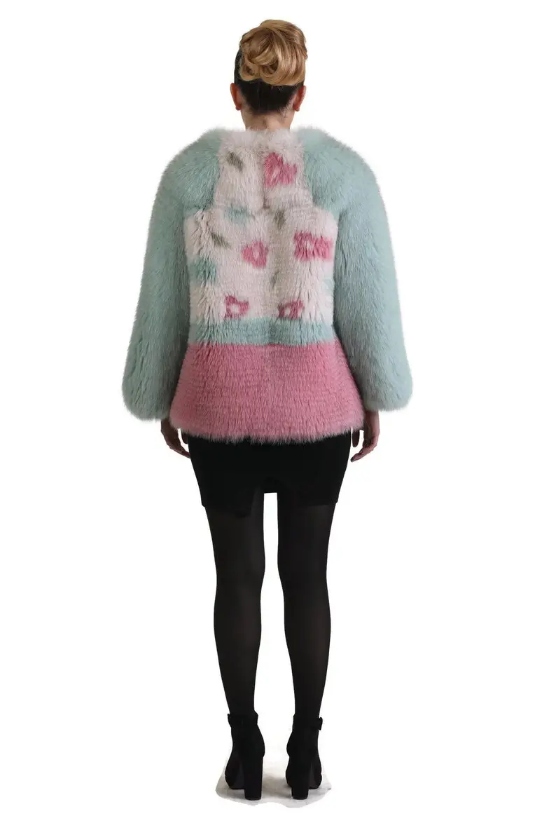 Multicolored  Fox Fur coat