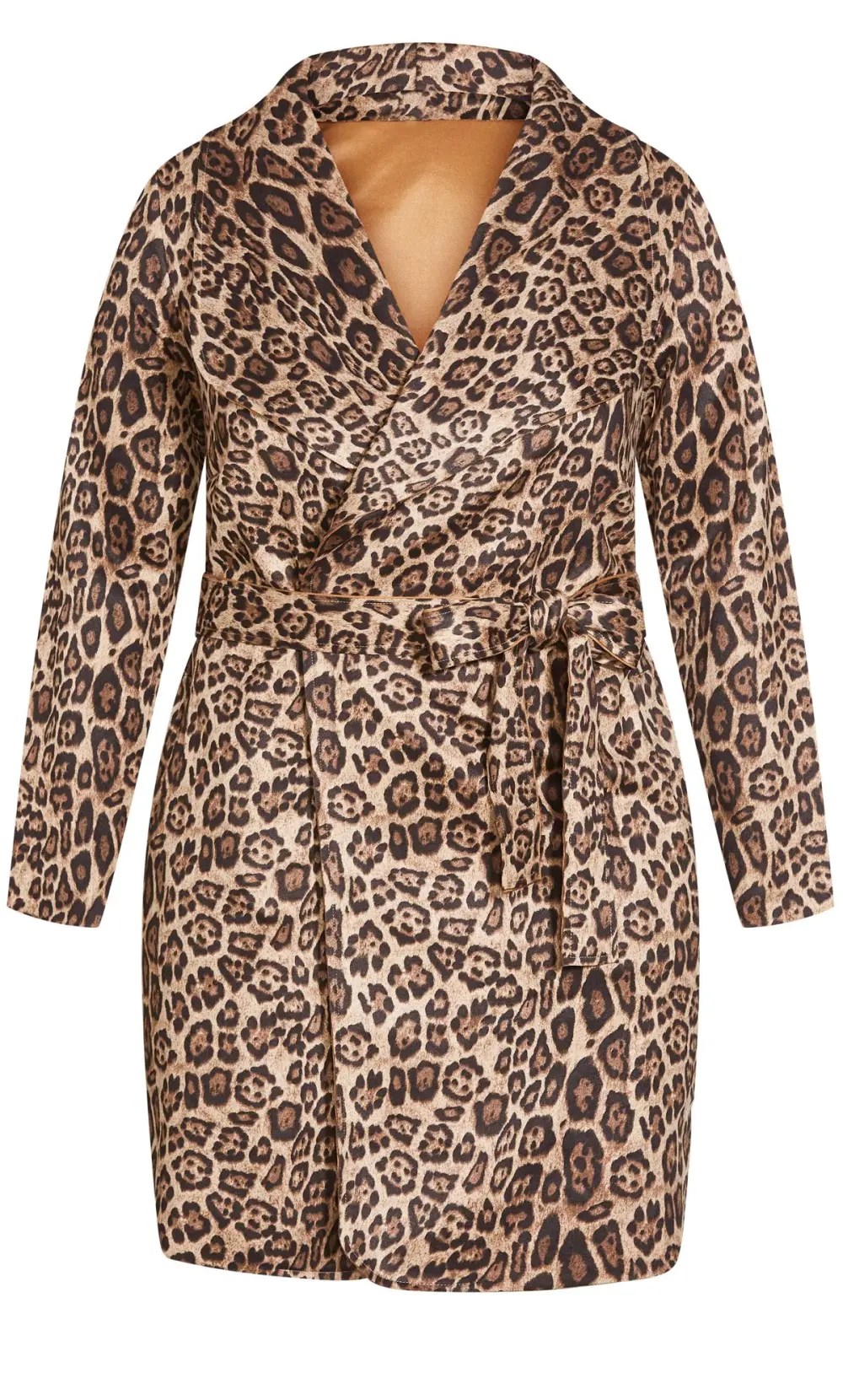 Evans Brown Leopard Print Wrap Coat