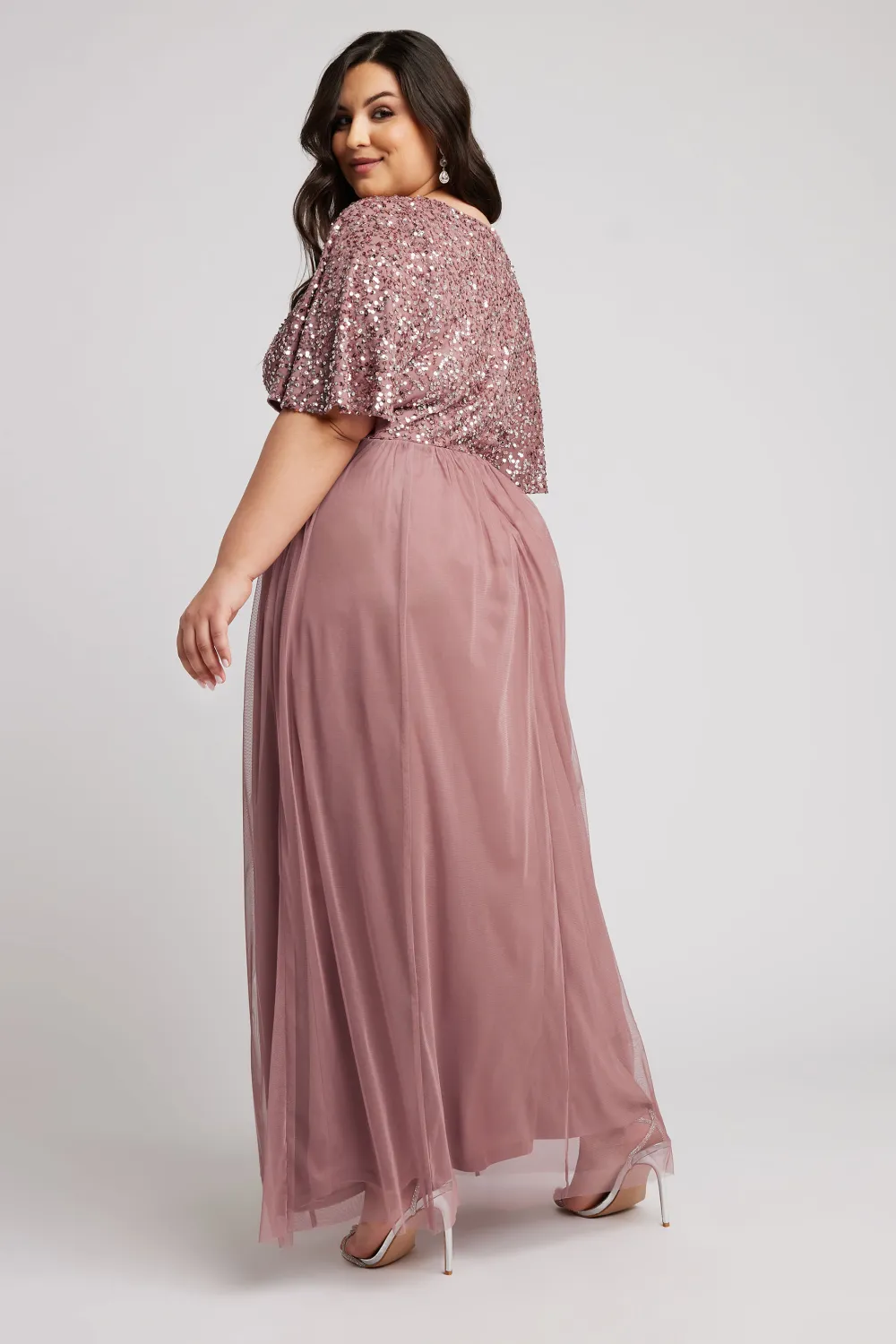 LUXE Curve Pink Embellished Maxi Dress