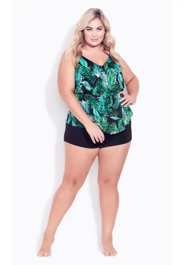 3 Tiered Print Tankini Top