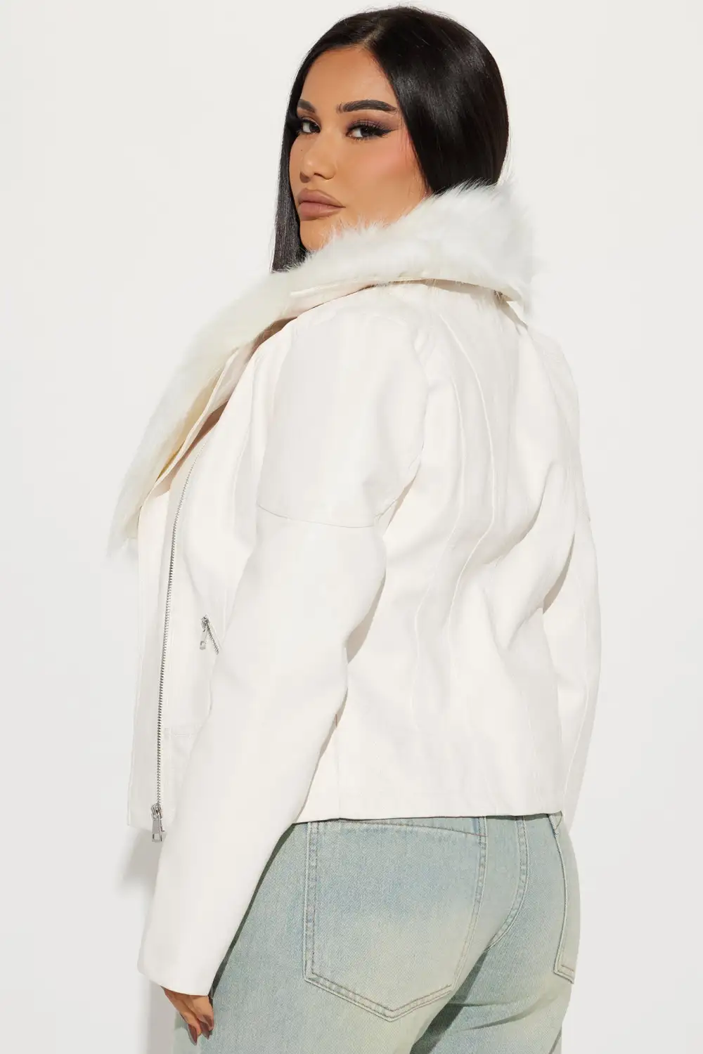 Elsa Faux Leather Jacket - White