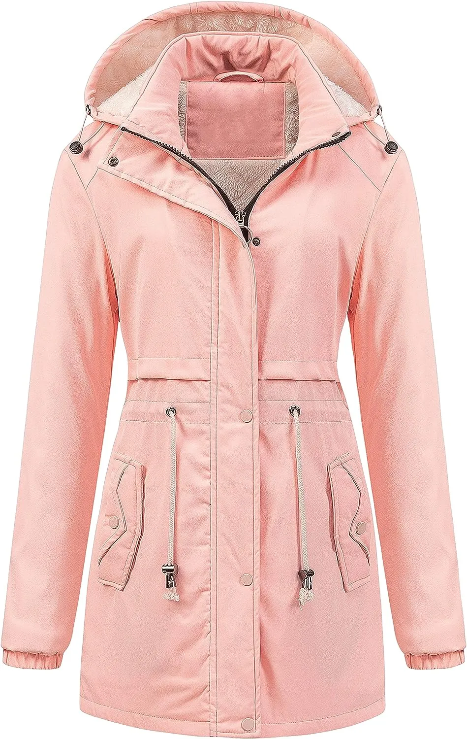 Women's Mid-Length Parka Winter Outerwear Jacket Soft Fleece Warm Snow Coat